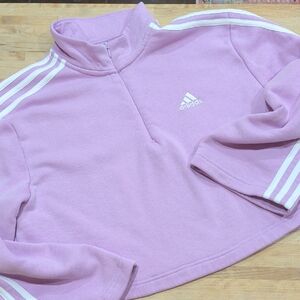Adidas Cropped Sweatshirt Lavender 1/2 Zip Size Medium